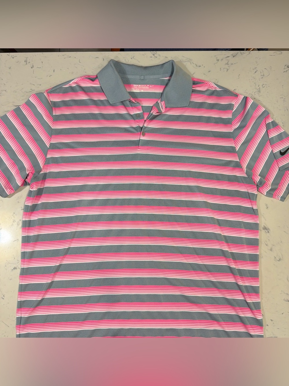 Nike Golf Tour Performance Men's Dri-Fit Polo Shirt White/Pink/Gray Sz XL